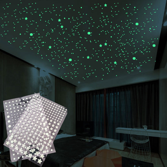 3D Bubble Luminous Stars Dots Wall Sticker (202 Pcs/Set)